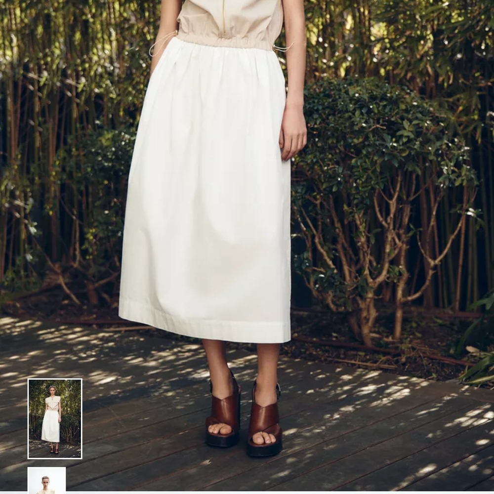 Zara Two-Tone Beige and White Midi Dress - Picture 4 of 8